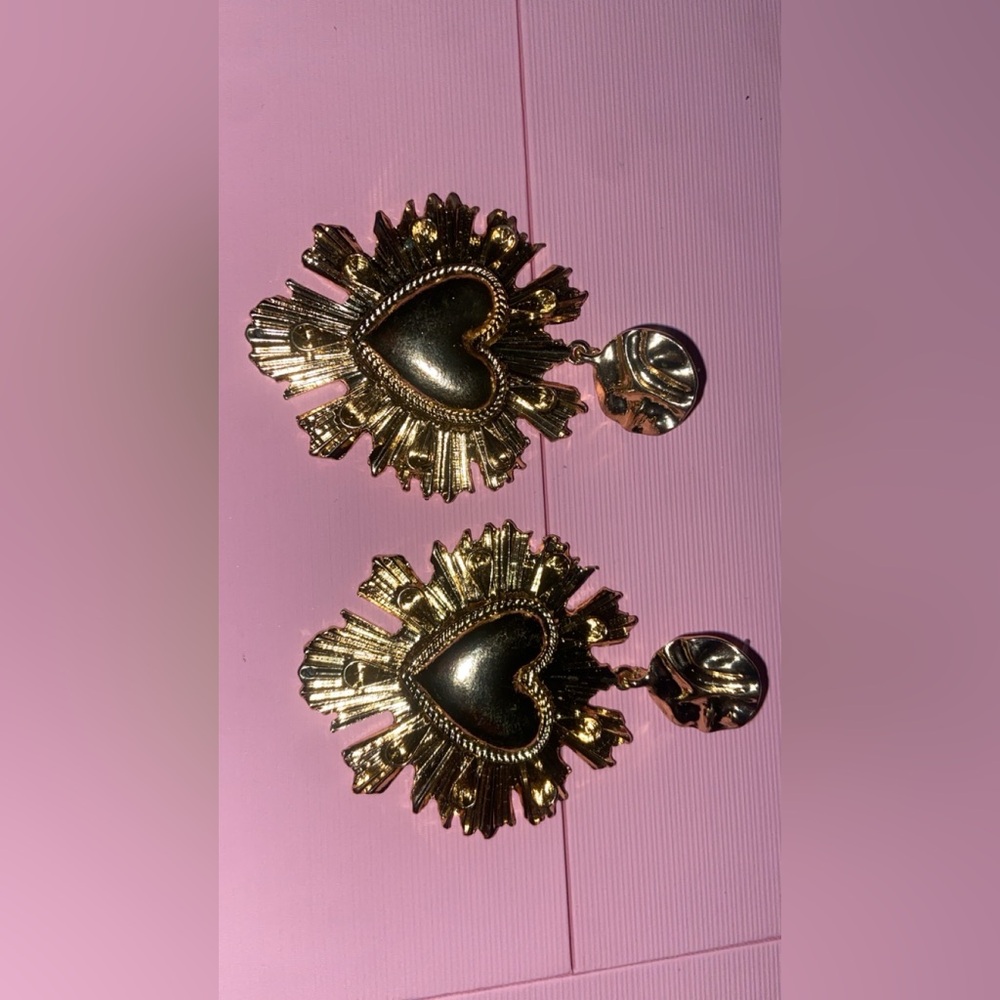 Gold and Heart Earrings